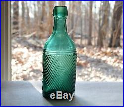 RARE Superb GEO EAGLE Ribbed New York IRON PONTIL Green Soda Bottle 1840-1860 NY