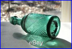 RARE Superb GEO EAGLE Ribbed New York IRON PONTIL Green Soda Bottle 1840-1860 NY