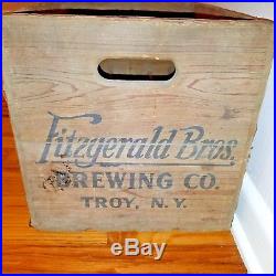RARE Vintage FITZGERALD BROS BREWING CO Beer Bottle WOODEN BOX CRATE Troy NY