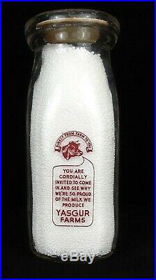 RARE pre Woodstock Yasgur Dairy Farms 1956 half pint cream bottle Bethel NY