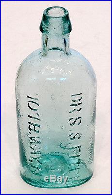 REAL BEAUTY! 1840's 1850's Antique DR S S FITCH Aqua OPEN PONTIL Bottle NEW YORK