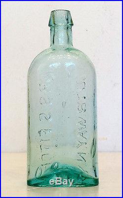 REAL BEAUTY! 1840's 1850's Antique DR S S FITCH Aqua OPEN PONTIL Bottle NEW YORK