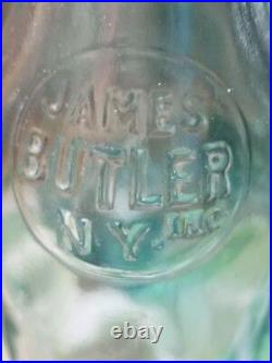 Rare 1910s James Butler Oz Blue Tinged Bottle C. 1882 New York Irish Merchant