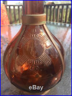 Rare Amber And Copper Antique Wine Bottle Il Duce Wine Company New York, NY