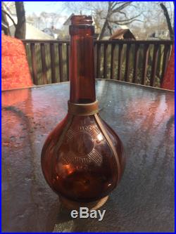 Rare Amber And Copper Antique Wine Bottle Il Duce Wine Company New York, NY
