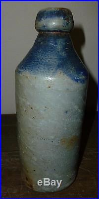 Rare Antique 1-Pint C. Gobisch, NJ NY Stoneware Beer Bottle Blue Slip Shoulder