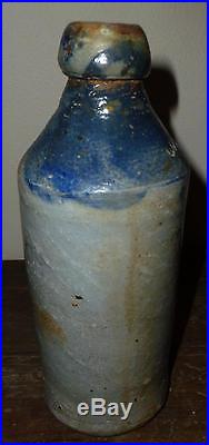Rare Antique 1-Pint C. Gobisch, NJ NY Stoneware Beer Bottle Blue Slip Shoulder