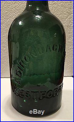 Rare Antique 19th Century Adirondack Spring Water Bottle Dark Green Westport NY