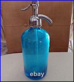 Rare Antique Blue SELTZER Bottle HENRY LUTZ & SON Brooklyn NY NYC HEALTH WATER