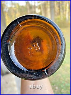 Rare Antique Bottle Amber Mineral Spring Weedsport N. Y. With stopper 9 1/2
