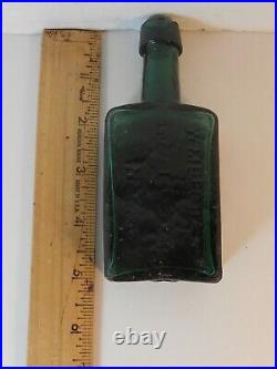 Rare Antique Embossed Green Bottle G. W. Merchant Co. Lockport, NY 1836-1928