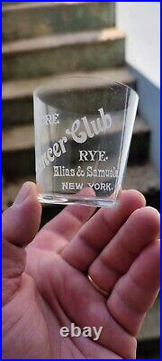 Rare Antique Lancer Club Rye Elias Samuels NY Advertising Whiskey Glass Dos Cup