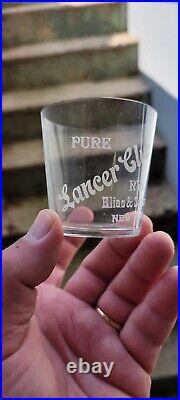 Rare Antique Lancer Club Rye Elias Samuels NY Advertising Whiskey Glass Dos Cup