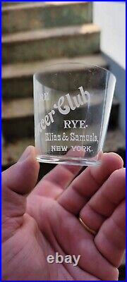 Rare Antique Lancer Club Rye Elias Samuels NY Advertising Whiskey Glass Dos Cup