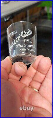 Rare Antique Lancer Club Rye Elias Samuels NY Advertising Whiskey Glass Dos Cup