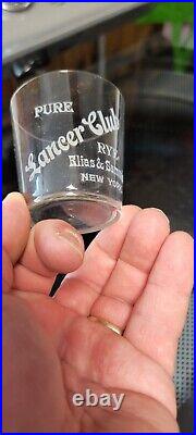 Rare Antique Lancer Club Rye Elias Samuels NY Advertising Whiskey Glass Dos Cup