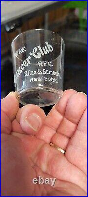 Rare Antique Lancer Club Rye Elias Samuels NY Advertising Whiskey Glass Dos Cup