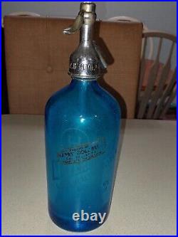 Rare Antique Seltzer Bottle JEWISH History MEYEROWITZ Brooklyn NY Blue HEALTH