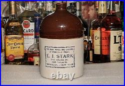 Rare Antique Stoneware WHISKEY Jug bottle BROOKLYN NEW YORK Advertising EJ STARK