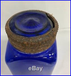 Rare Cobalt Blue Johnson & Johnson Quart Jar WithLid New York