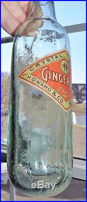 Rare Crystal Springs Ginger Ale Paper Label Round Bottom Bottle New York