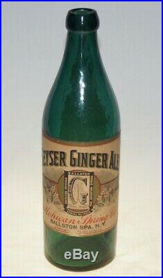 Rare Fully Labeled Mohican Spring Geyser Ginger Ale Bottle Ballston Spa Ny