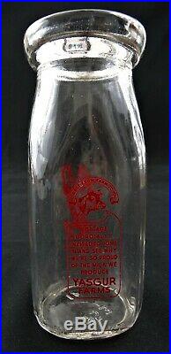Rare Half pint Yasgur Dairy Farms Bethel NY cream milk bottle 1956 pre Woodstock