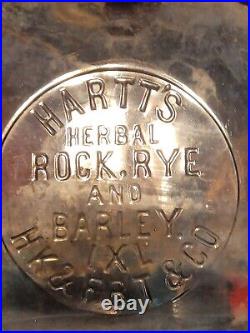 Rare Hartts Herbal Rock Rye & Barley IXL Ny Pumpkinseed Pint Flask Hk & Fbt & Co