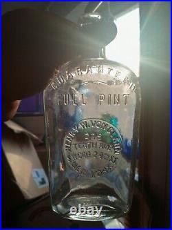 Rare Henry W. Von Glahn New York Embossed Strap Flask