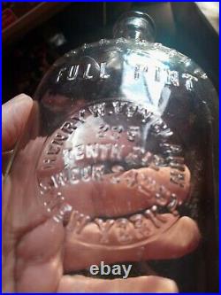 Rare Henry W. Von Glahn New York Embossed Strap Flask