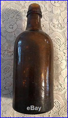 Rare High Rock Congress Spring C & W Saratoga NY Amber Mineral Water Bottle 2Dot