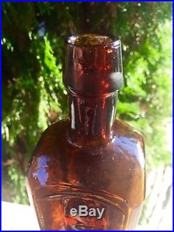 Rare Hop And Iron Bitters Utica NY Amber With Strong Puce Tint Handtooled
