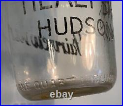 Rare Hudson NY Fairview Farm Milk Bottle Healy Bros Quart E 49 clear dairy