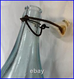 Rare James Butler 28 Oz Aqua Blue Bottle w Stopper c1882 New York Irish Merchant