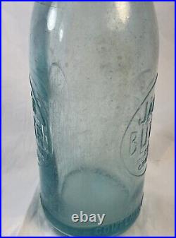 Rare James Butler 28 Oz Aqua Blue Bottle w Stopper c1882 New York Irish Merchant