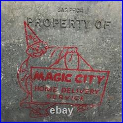 Rare Magic City Galvanized Porch Milk Bottle Insulated Box Clown Endicott Ny