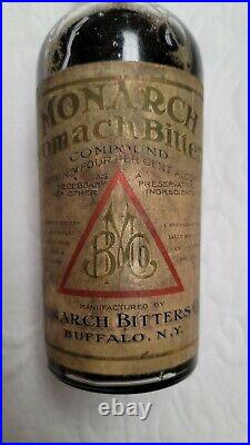 Rare ORG Pre Pro Monarch Stomach Bitters Whiskey Bottle Buffalo New York NY