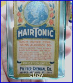 Rare Original Blue Dr. Hobson's Hair Tonic 6 Oz Bottle New York, St Louis