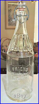 Rare Original Friend Bottling Works 30 Oz Bottle Rochester, N. Y. Nice