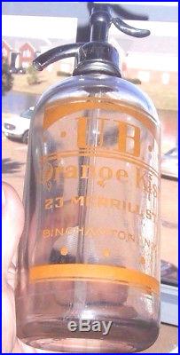 Rare Original Orange Kist Seltzer Bottle Binghamton, New York Nice