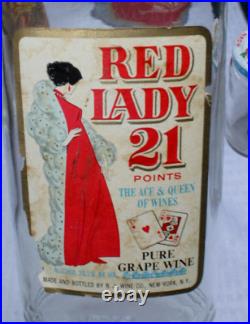 Rare Original Red Lady 21 Pure Grape Wine Bottle New York, N. Y. Nice