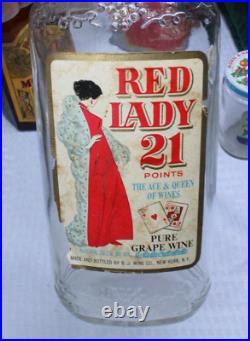 Rare Original Red Lady 21 Pure Grape Wine Bottle New York, N. Y. Nice