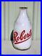 Rare ROBERTS Farm Dairy WWll Era Red Pyro Half Gallon Utica New York MILK BOTTLE