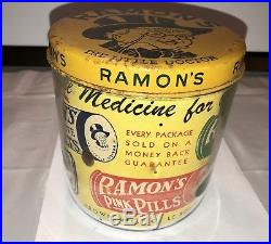 Rare Store Display Advertising Jar Ramons Medicine Co. Leroy NYThe Little Dr