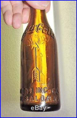Rare Straight Side Amber Coca Cola Bottle W /arrows Buffalo, N. Y