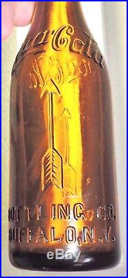 Rare Straight Side Amber Coca Cola Bottle W /arrows Buffalo, N. Y. Mint