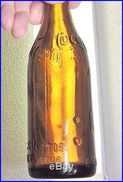 Rare Straight Side Amber Coca Cola Bottle W /arrows Buffalo, N. Y. Nice
