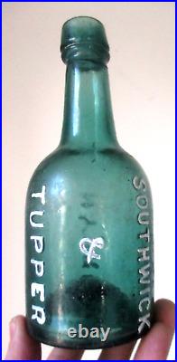 Rare Teal Colored Iron Pontil Soda Southwick & Tupper New York 1850's Era L@@k