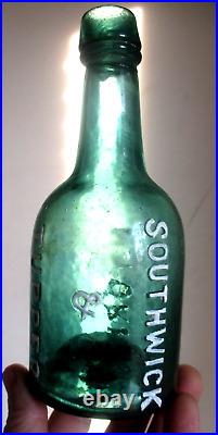 Rare Teal Colored Iron Pontil Soda Southwick & Tupper New York 1850's Era L@@k