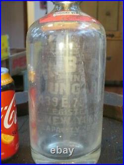 Rare Ungar NEw York Vintage Seltzer Bottle 1960 Bridge Bottling Top